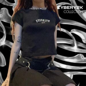 Y2k Styled John Galt by Brandy Melville Ashlyn Brooklyn Baby Tee